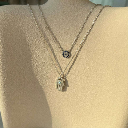 [Clara Jewels]Clara Jewelsn Eye Hamsa Palm Necklace
