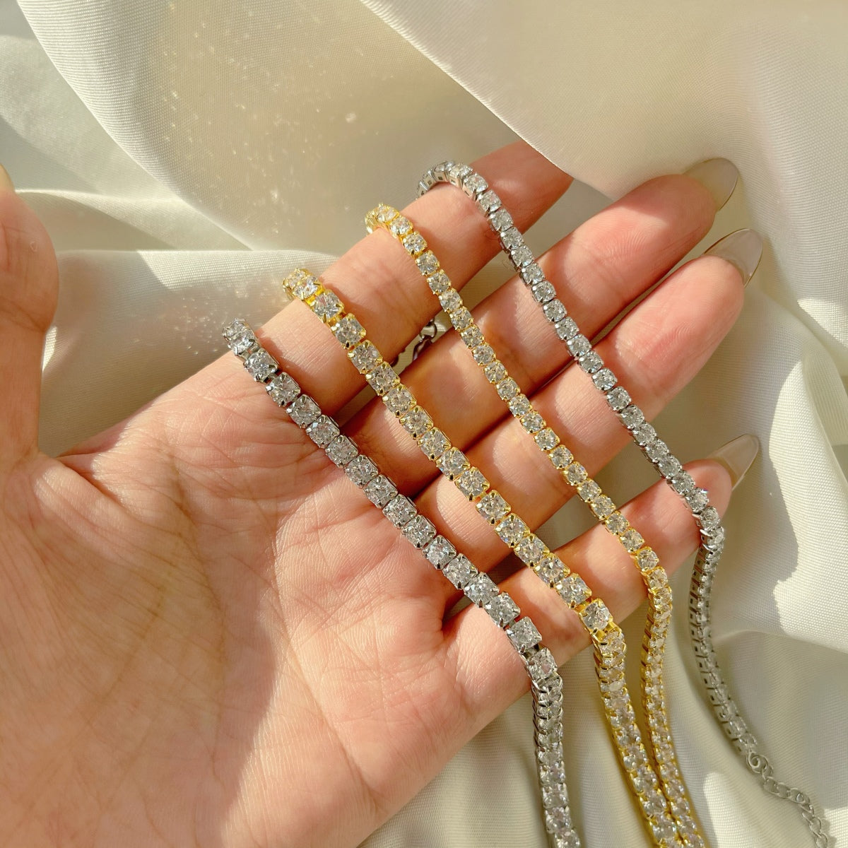 [Clara Jewels]Sparkling Radiant Princess Cut Tennis Bracelet
