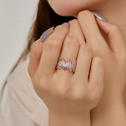 [Clara Jewels]Luxurious Colorful Radiant Cut Daily Ring