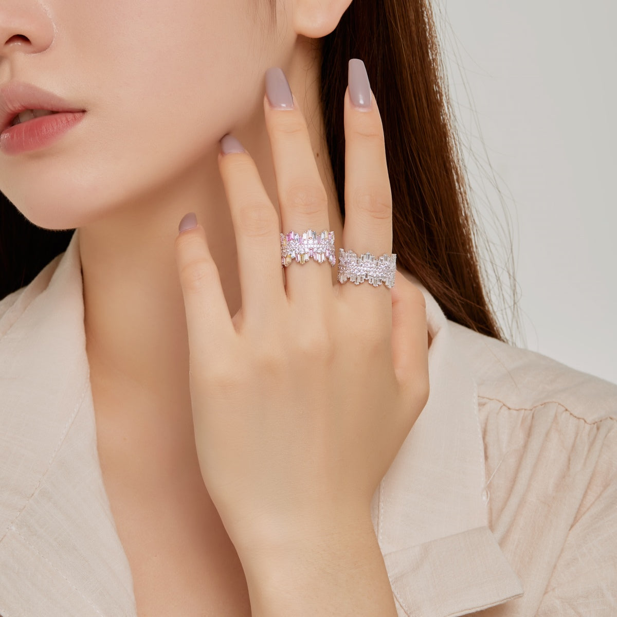 [Clara Jewels]Luxurious Colorful Radiant Cut Daily Ring