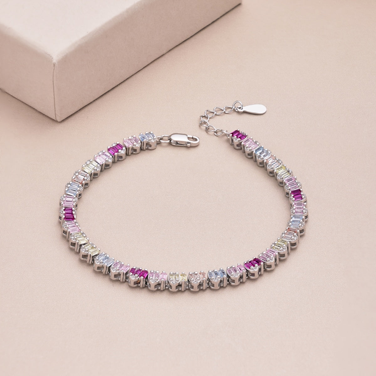 [Clara Jewels]Delicate Colorful Emerald Cut Party Bracelet