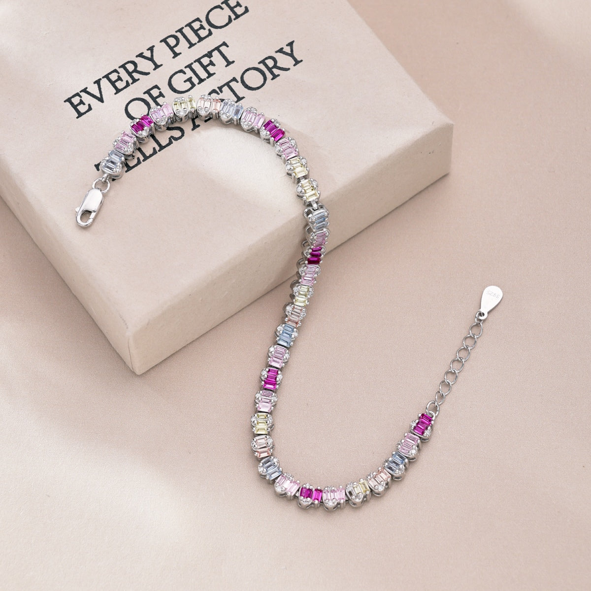 [Clara Jewels]Delicate Colorful Emerald Cut Party Bracelet