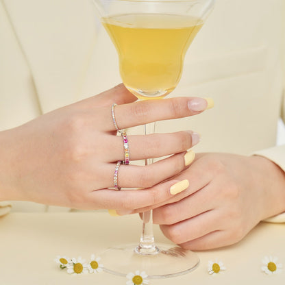 [Clara Jewels]Dazzling Lustrous Round Cut Tennis Ring