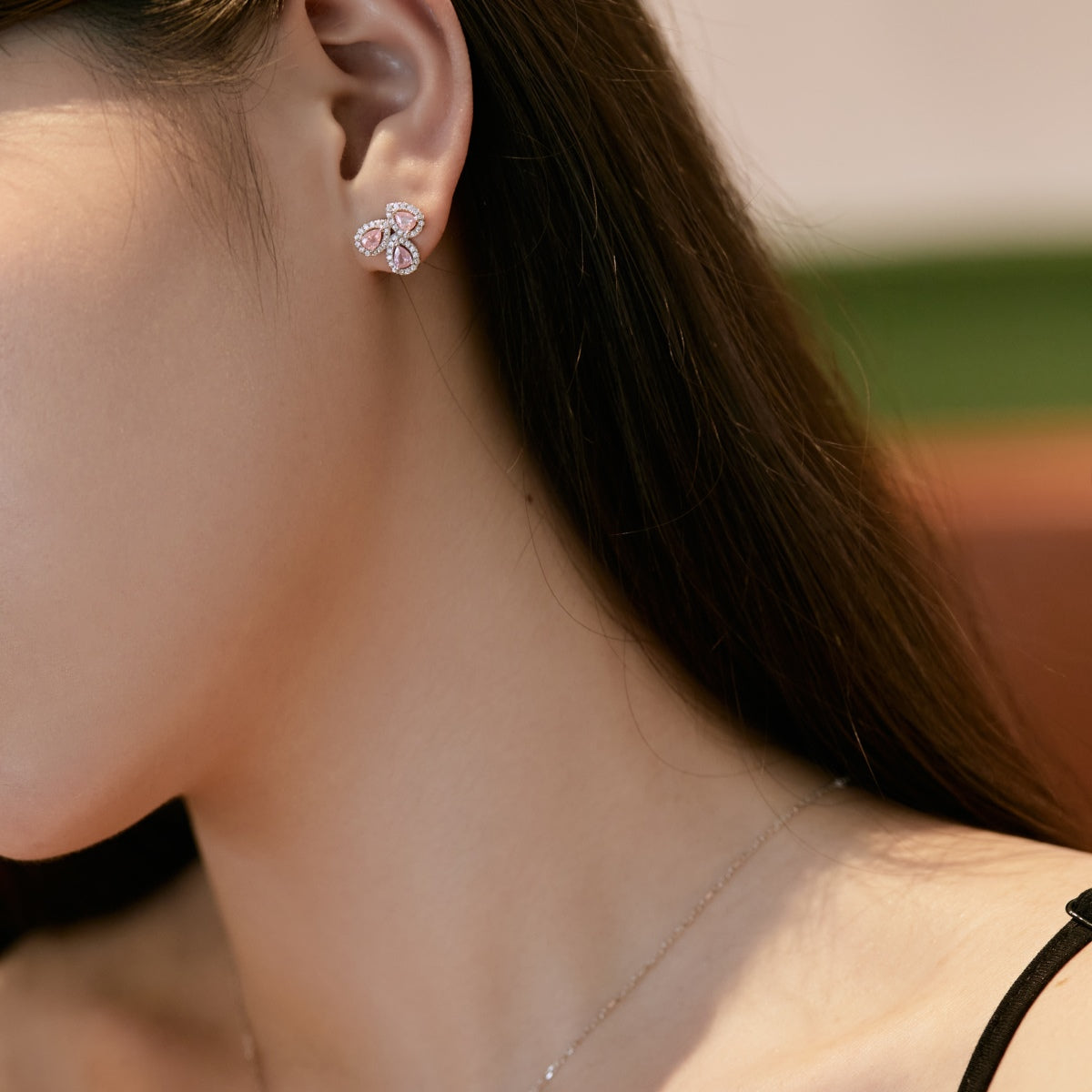 [Clara Jewels]Ornate Flower Shape Pear Cut Lover Earrings