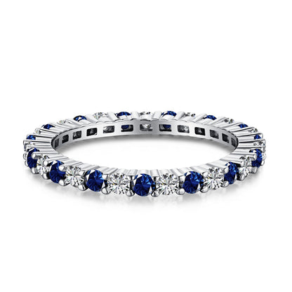 [Clara Jewels]Exquisite Colorful Round Cut Tennis Ring