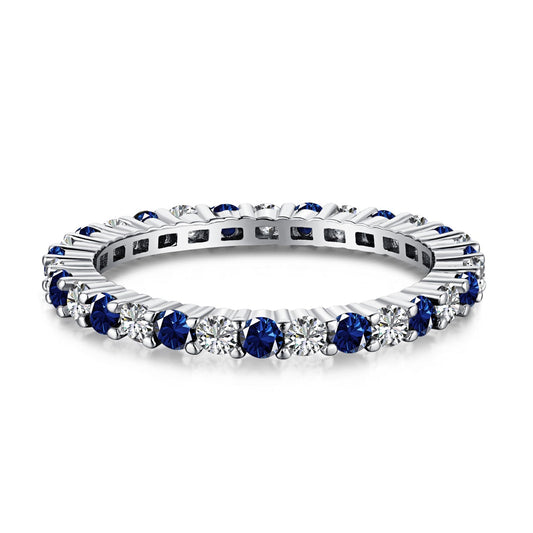 [Clara Jewels]Exquisite Colorful Round Cut Tennis Ring