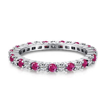 [Clara Jewels]Exquisite Colorful Round Cut Tennis Ring