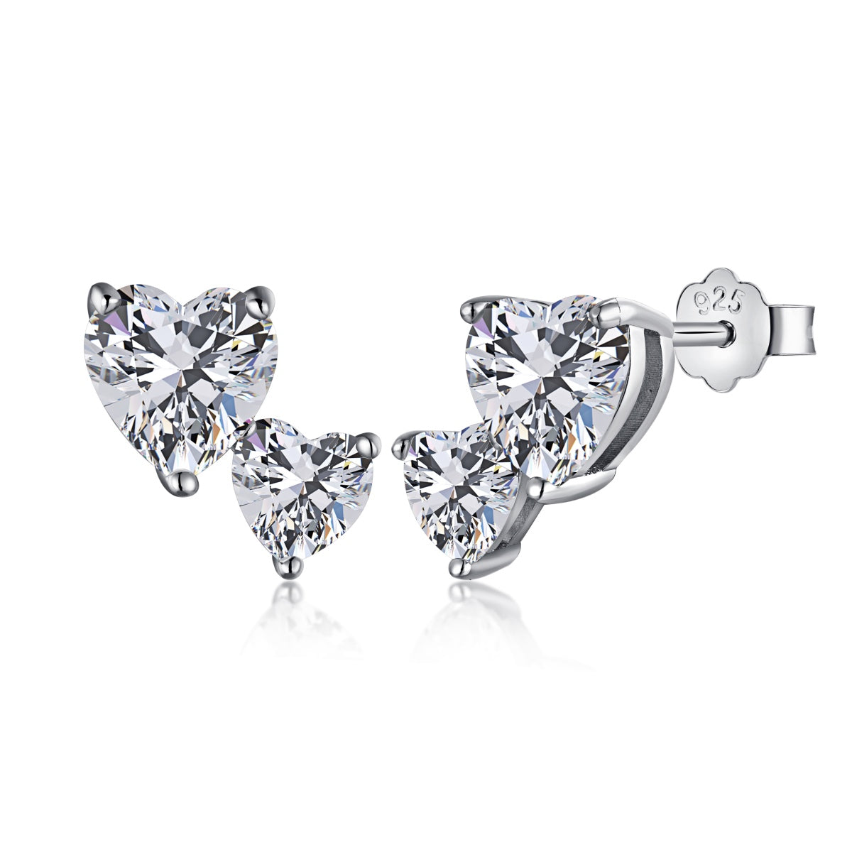 [Clara Jewels]Double Heart-Shape Classic Princess Style Earrings