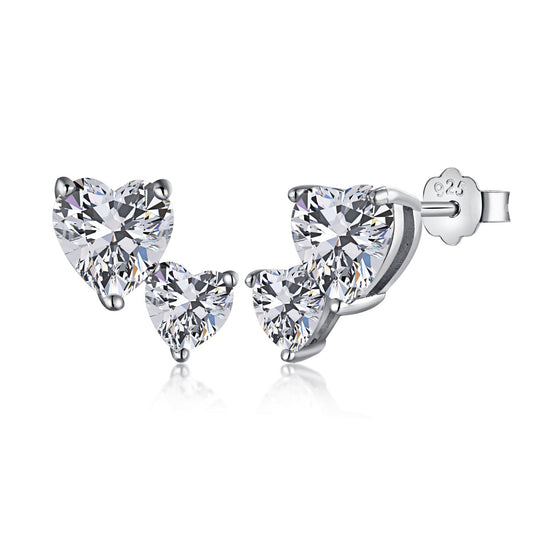 [Clara Jewels]Double Heart-Shape Classic Princess Style Earrings