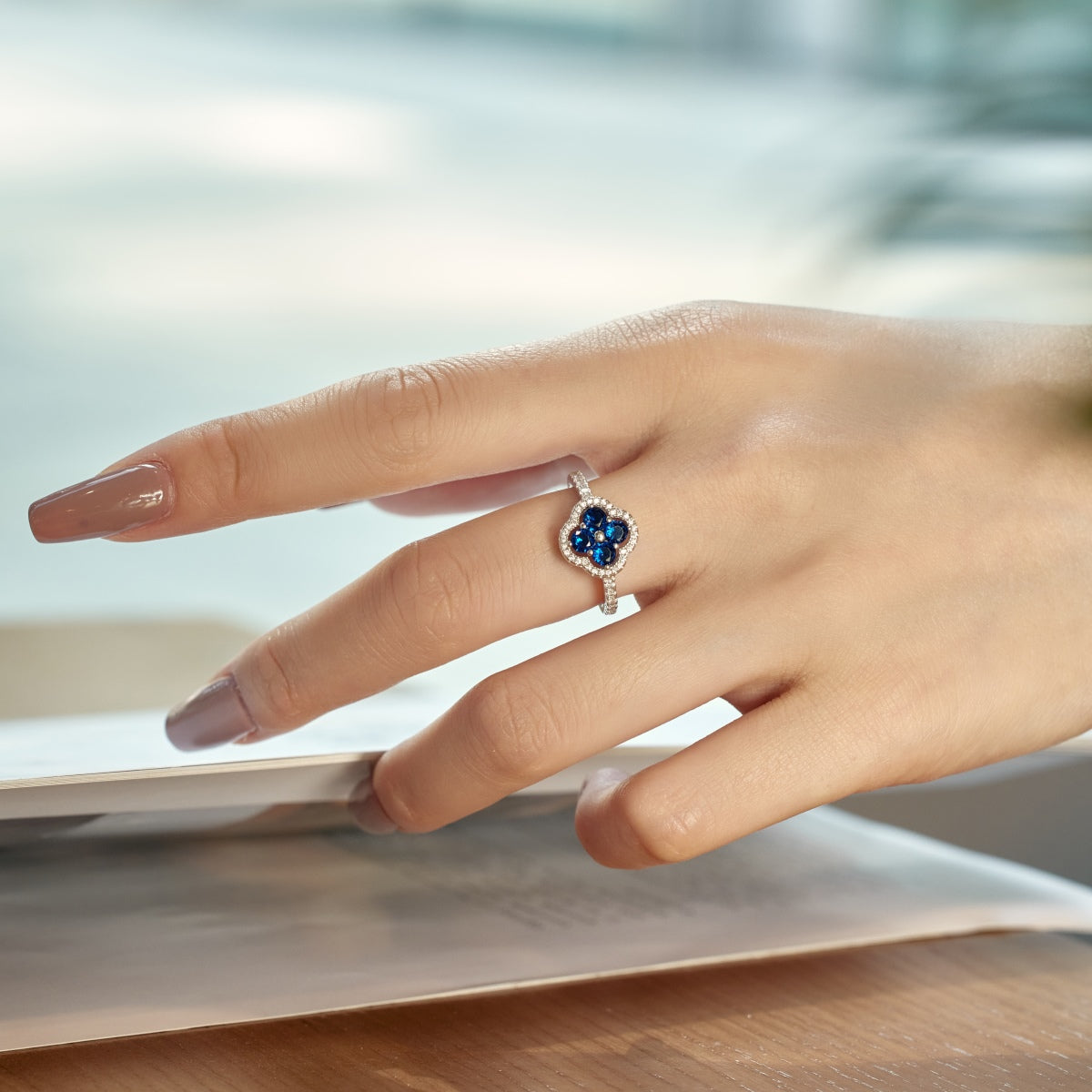 [Clara Jewels]Four Leaf Clover Flower Design Ring