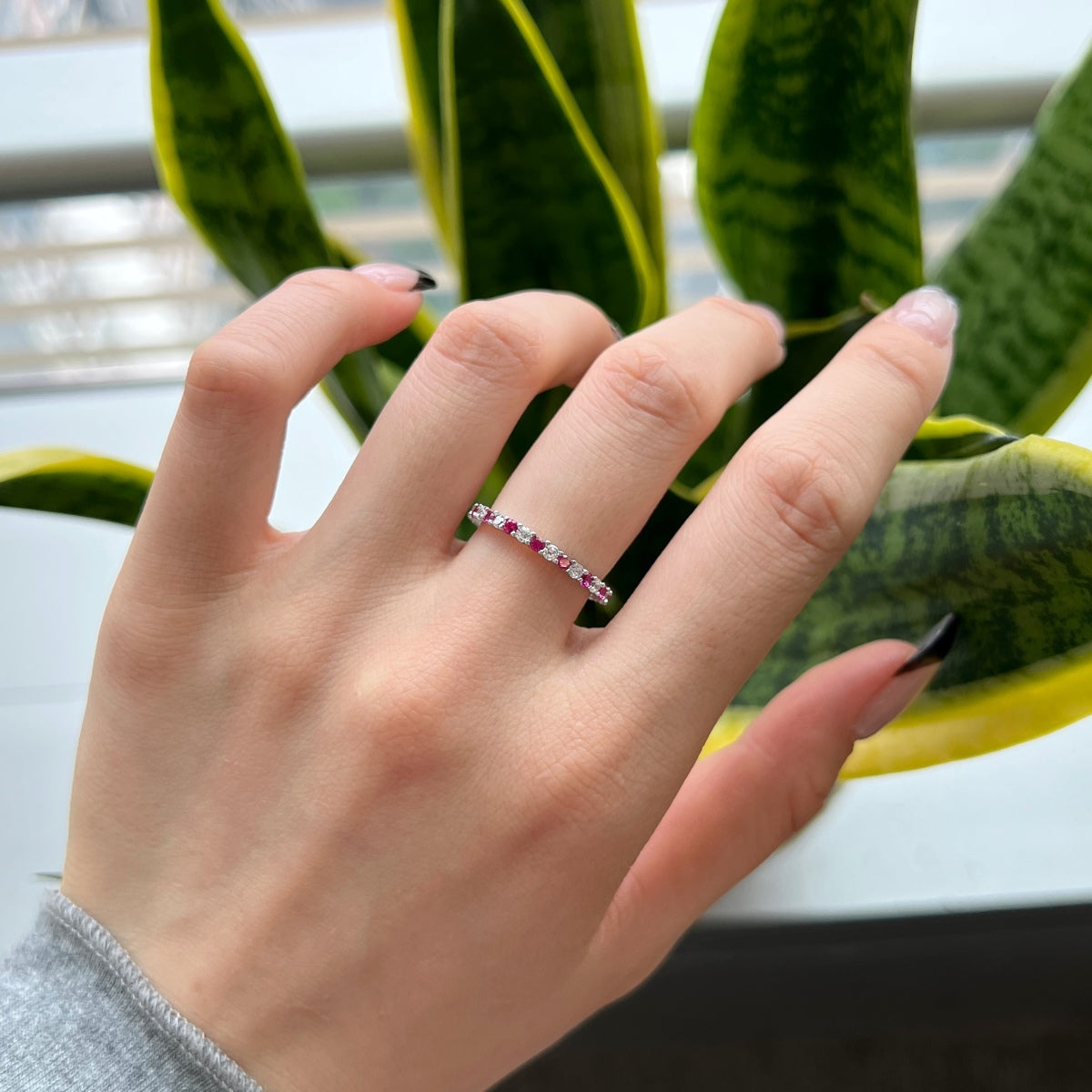 [Clara Jewels]Exquisite Colorful Round Cut Tennis Ring