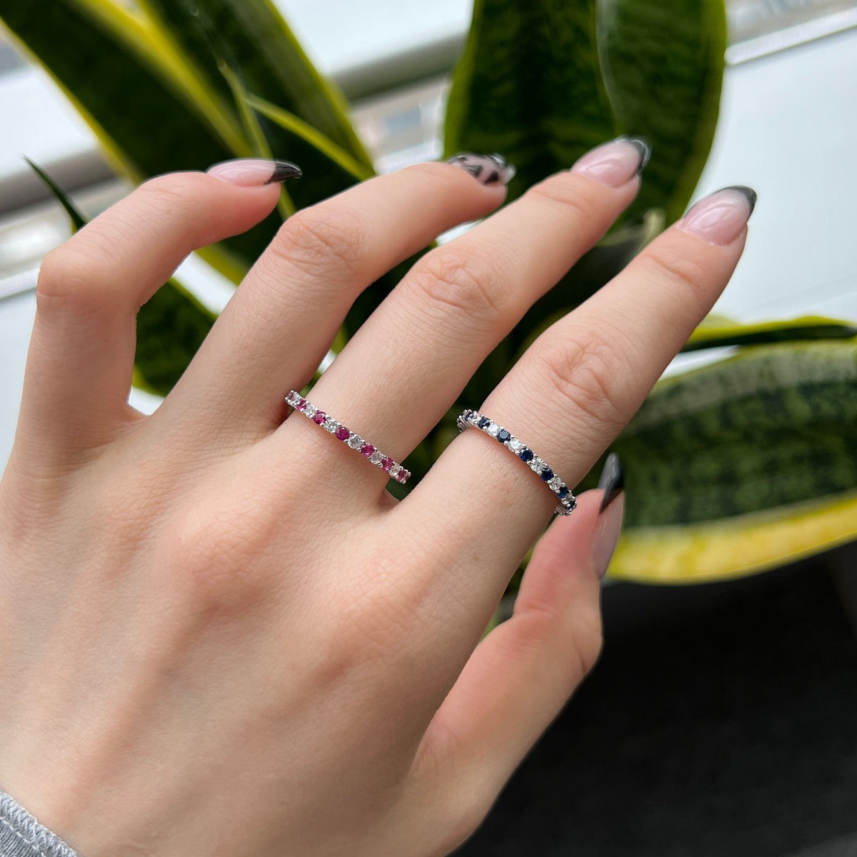 [Clara Jewels]Exquisite Colorful Round Cut Tennis Ring