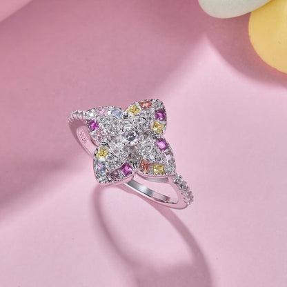 [Clara Jewels]Luxurious Colorful Flower Shape Banquet Ring
