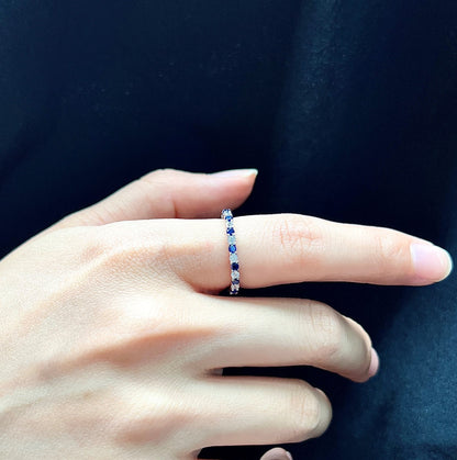 [Clara Jewels]Exquisite Colorful Round Cut Tennis Ring