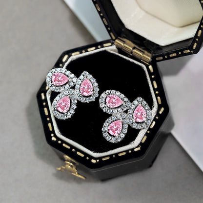 [Clara Jewels]Ornate Flower Shape Pear Cut Lover Earrings