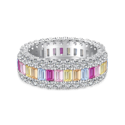 [Clara Jewels]Dainty Colorful Radiant Cut Daily Ring