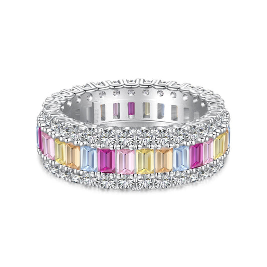 [Clara Jewels]Dainty Colorful Radiant Cut Daily Ring