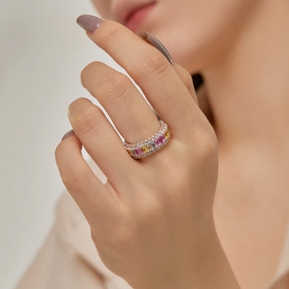 [Clara Jewels]Dainty Colorful Radiant Cut Daily Ring