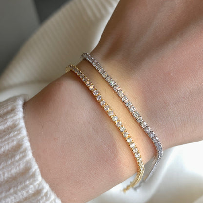 [Clara Jewels]Radiant Shinning Princess Cut Tennis Bracelet