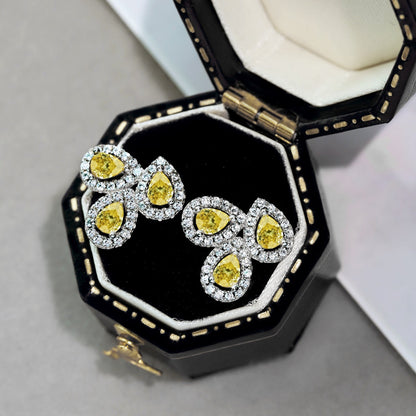 [Clara Jewels]Ornate Flower Shape Pear Cut Lover Earrings