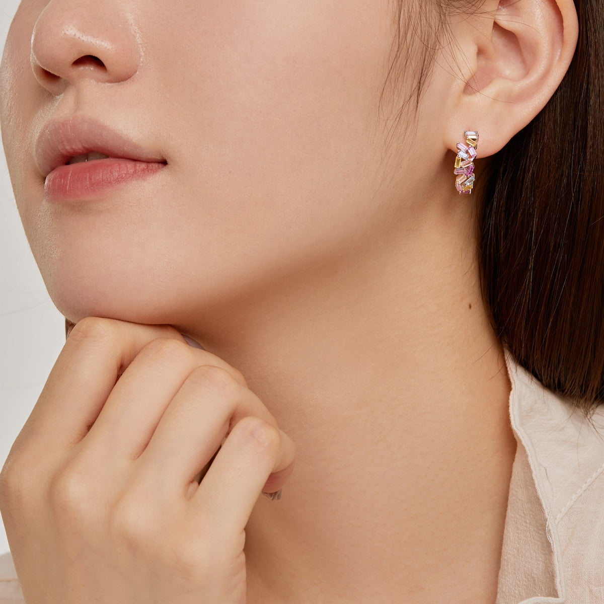 [Clara Jewels]Dazzling Colorful Emerald Cut Daily Earrings