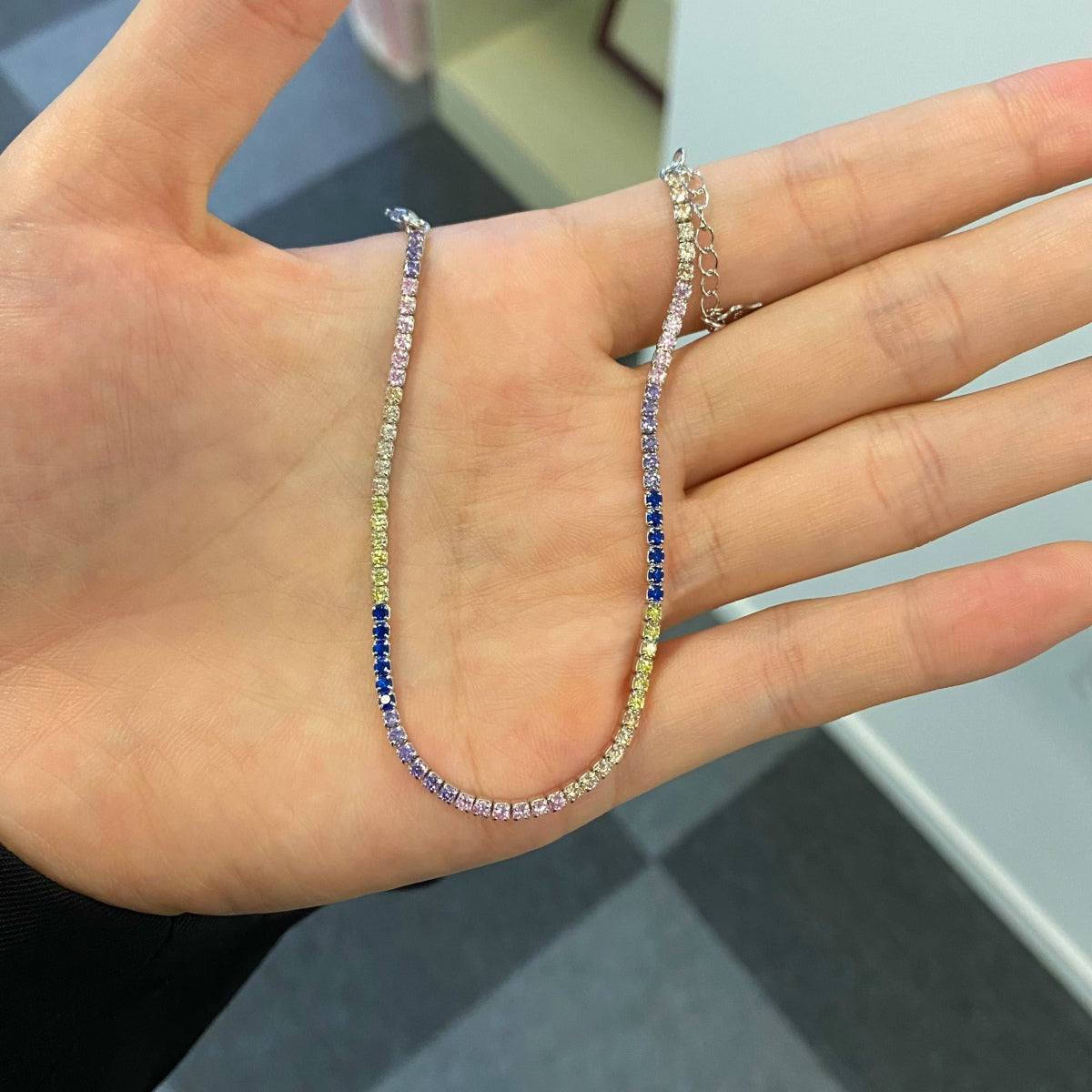 [Clara Jewels]Radiant Shinning Princess Cut Tennis Bracelet