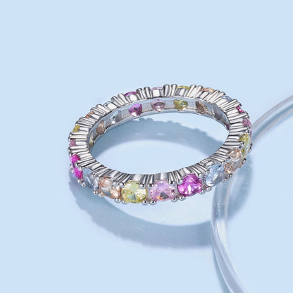 [Clara Jewels]Dazzling Lustrous Round Cut Tennis Ring