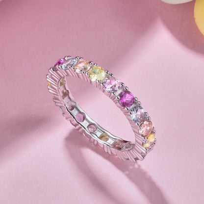 [Clara Jewels]Dazzling Lustrous Round Cut Tennis Ring