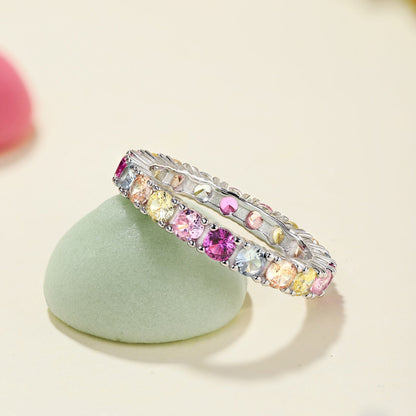 [Clara Jewels]Dazzling Lustrous Round Cut Tennis Ring