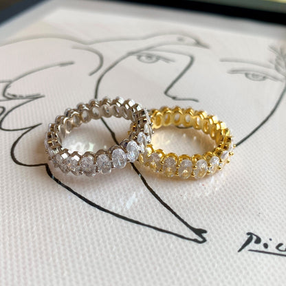[Clara Jewels]Ornate Oval Cut Tennis Ring