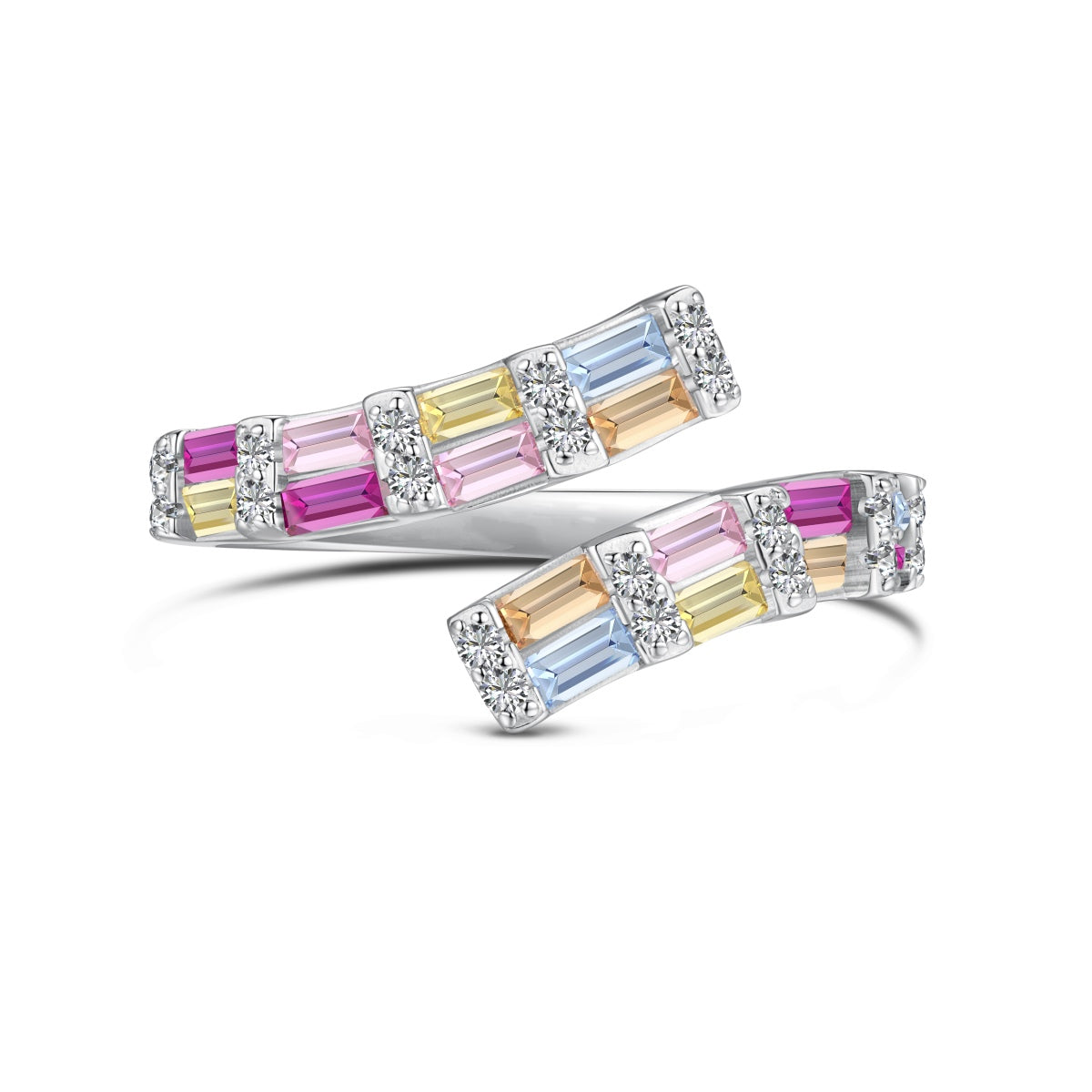 [Clara Jewels]Charming Colorful Radiant Cut Adjustable Daily Ring