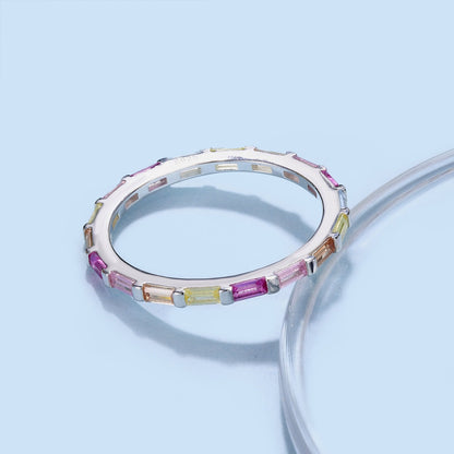 [Clara Jewels]Exquisite Multicolored Emerald Cut Daily Ring