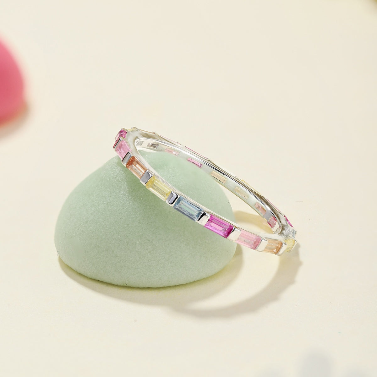[Clara Jewels]Exquisite Multicolored Emerald Cut Daily Ring