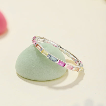 [Clara Jewels]Exquisite Multicolored Emerald Cut Daily Ring