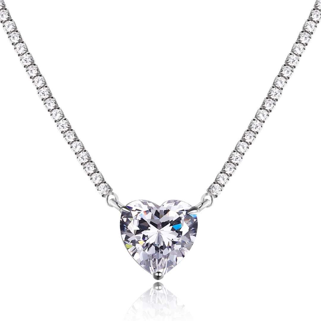 [Clara Jewels]8.0 Carat Versatile Colorful Sweet Heart-Shaped Tennis Necklace