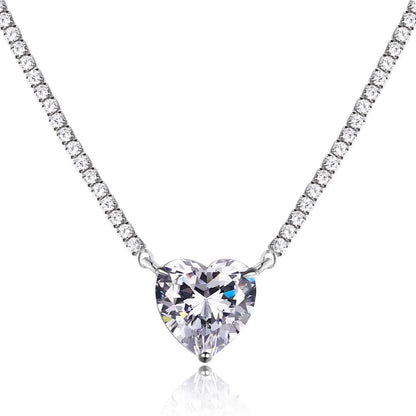 [Clara Jewels]8.0 Carat Versatile Colorful Sweet Heart-Shaped Tennis Necklace