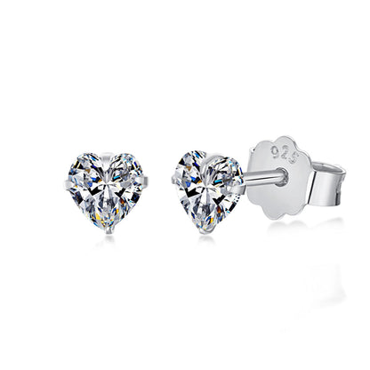 [Clara Jewels]Sparkling Heart Shaped Simple Earrings