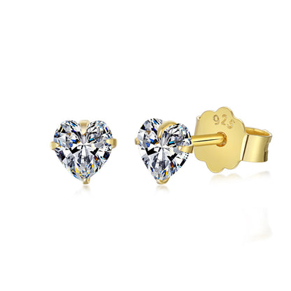 [Clara Jewels]Sparkling Heart Shaped Simple Earrings