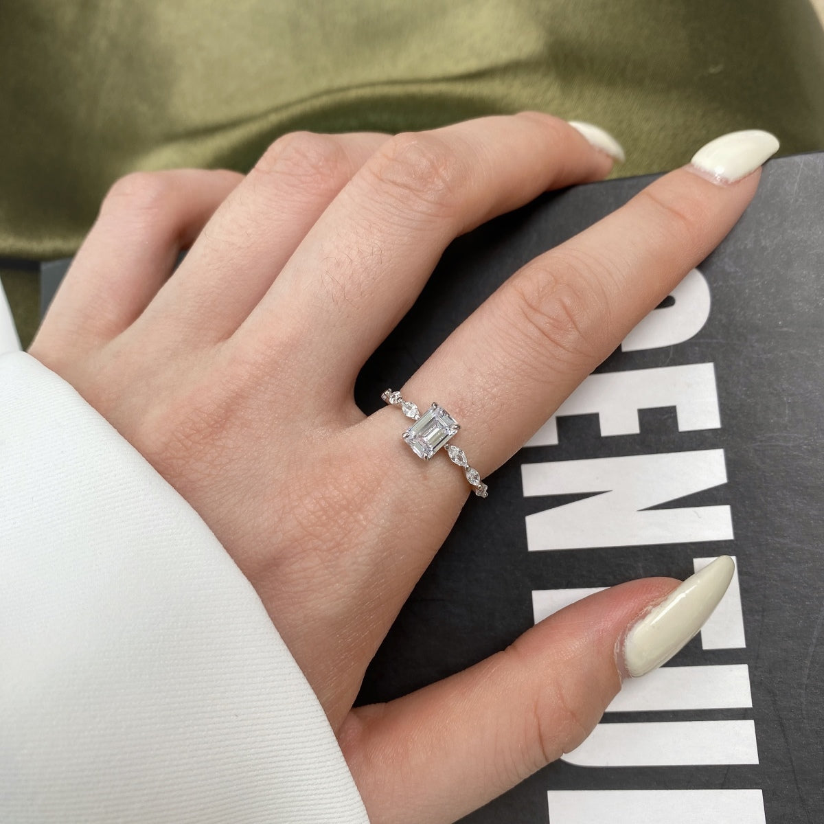 [Clara Jewels]1.0 Carat Dainty Resplendent Radiant Cut Daily Ring