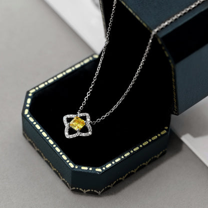 [Clara Jewels]Exquisite Flower Shape Princess Cut Necklace