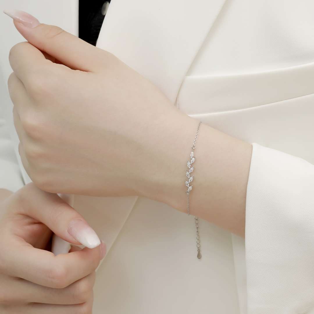 [Clara Jewels]Elegant Wheat Leaves Shape Bracelet