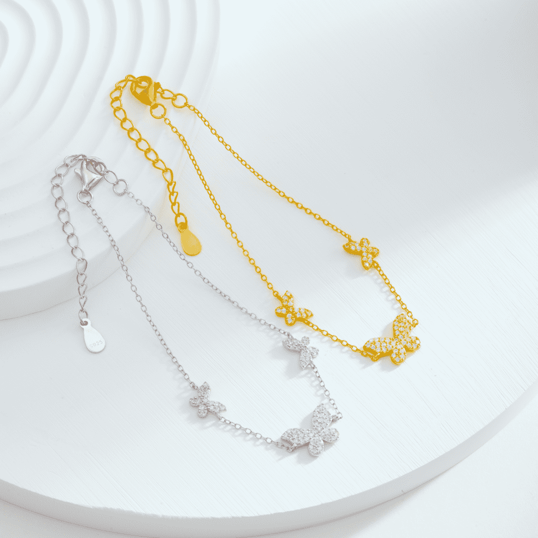 [Clara Jewels]Delicate Butterfly Pendant Bracelet