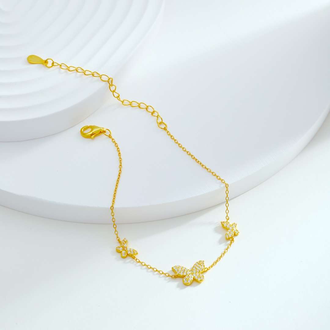 [Clara Jewels]Delicate Butterfly Pendant Bracelet