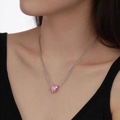 [Clara Jewels]8.0 Carat Versatile Colorful Sweet Heart-Shaped Tennis Necklace