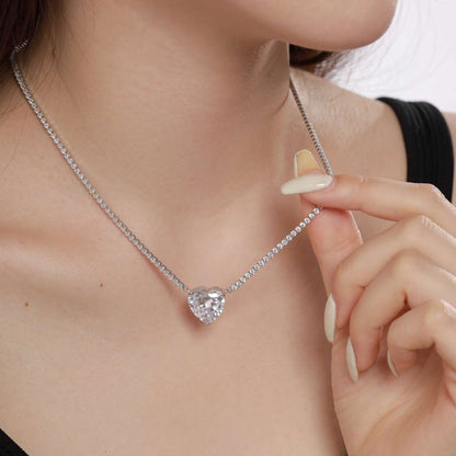 [Clara Jewels]8.0 Carat Versatile Colorful Sweet Heart-Shaped Tennis Necklace