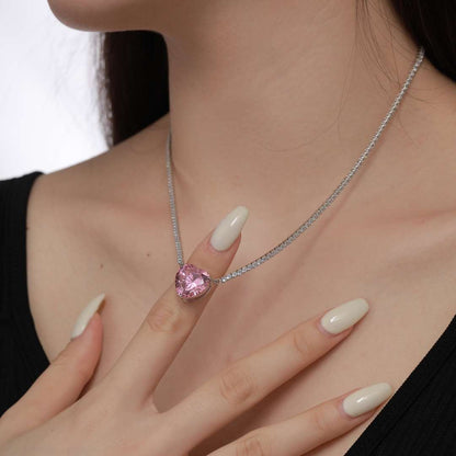 [Clara Jewels]8.0 Carat Versatile Colorful Sweet Heart-Shaped Tennis Necklace