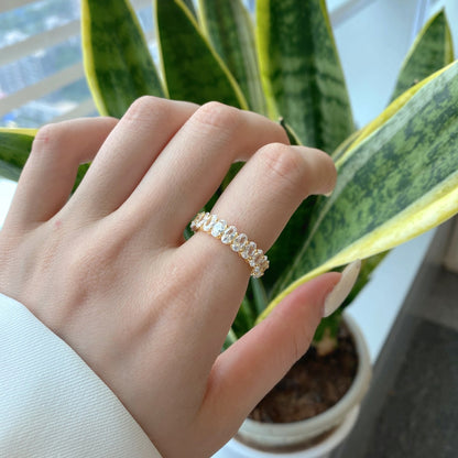 [Clara Jewels]Ornate Oval Cut Tennis Ring