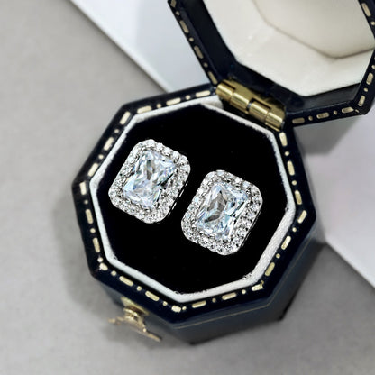 [Clara Jewels]1.0 Carat Luxurious Dainty Emerald Cut Daily Earrings