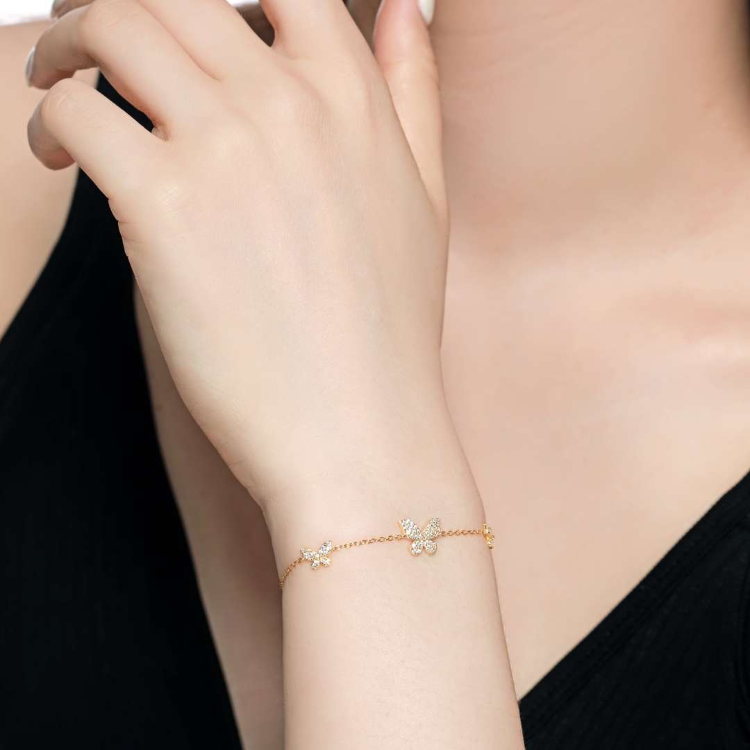 [Clara Jewels]Delicate Butterfly Pendant Bracelet