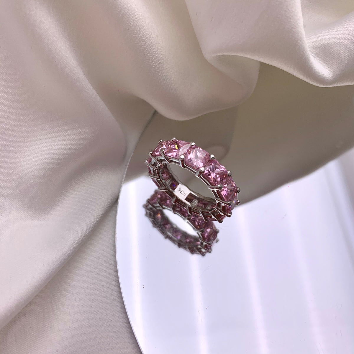 [Clara Jewels]Elegant Princess Cut Tennis Ring